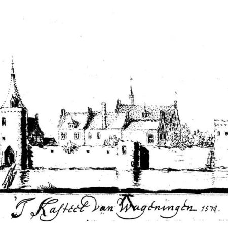 Tekening van het kasteel in Wageningen in 1574